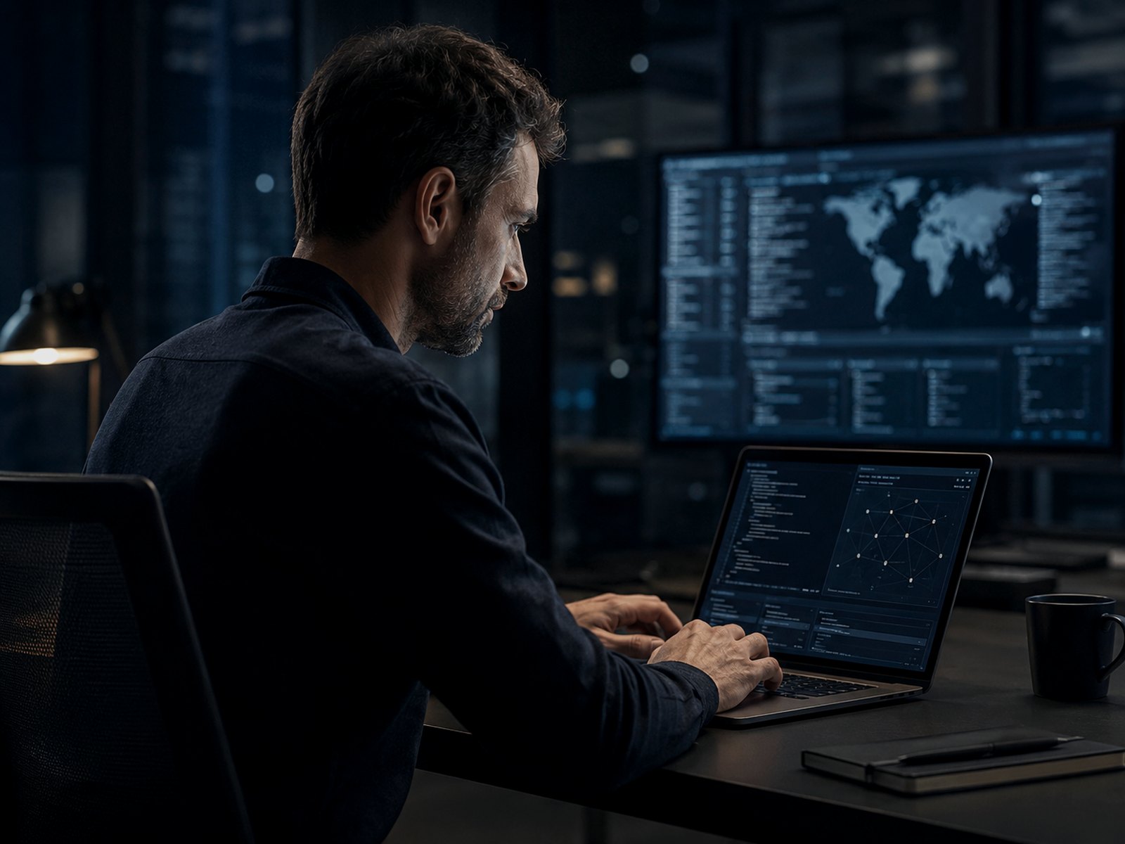 An Eshay Advisory analyst qualifying exposure signals on a monitoring console