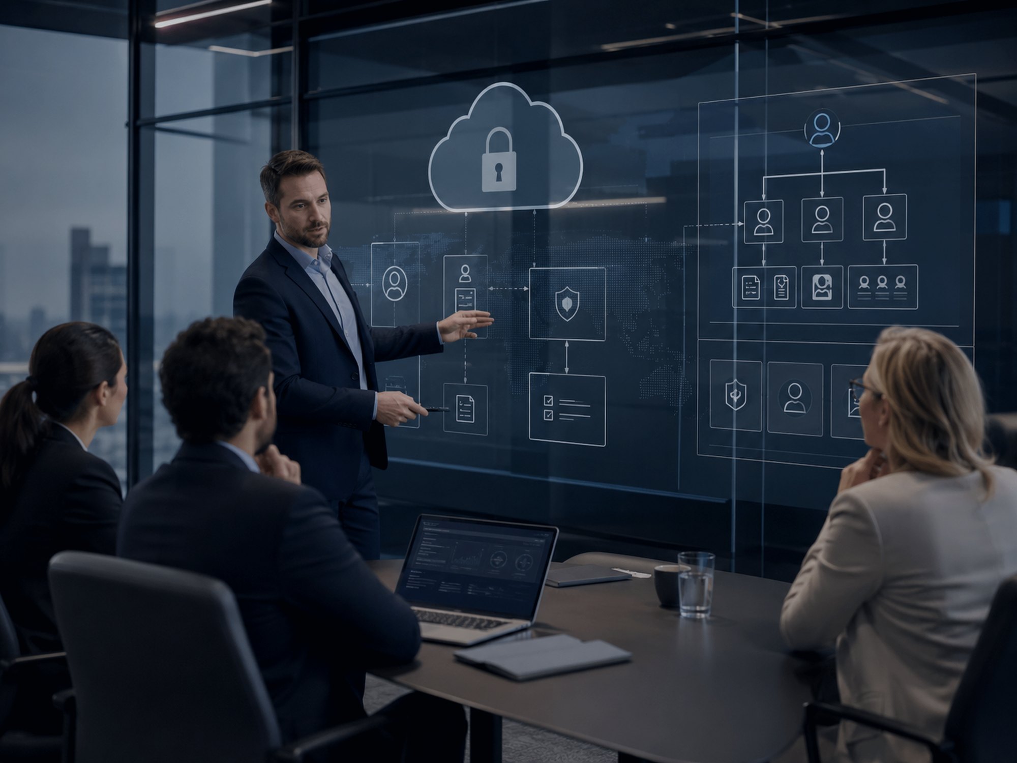 A security architect walking an executive team through an identity and cloud control model