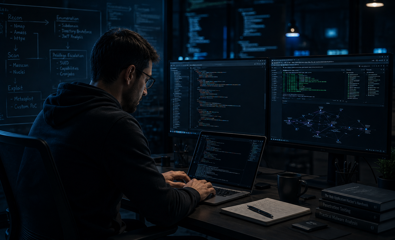 A security specialist working through an exploitation chain