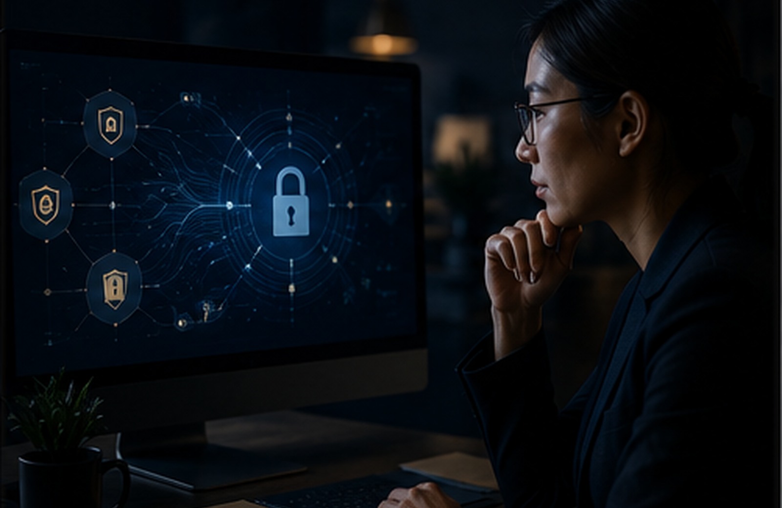 An analyst reviewing a data privacy and encryption dashboard