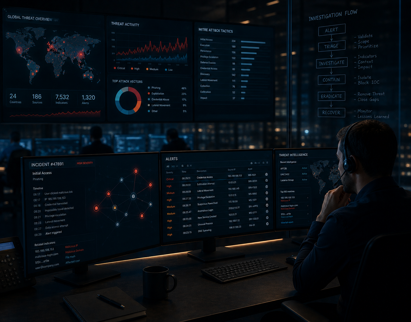 An analyst qualifying exposure signals on a monitoring console