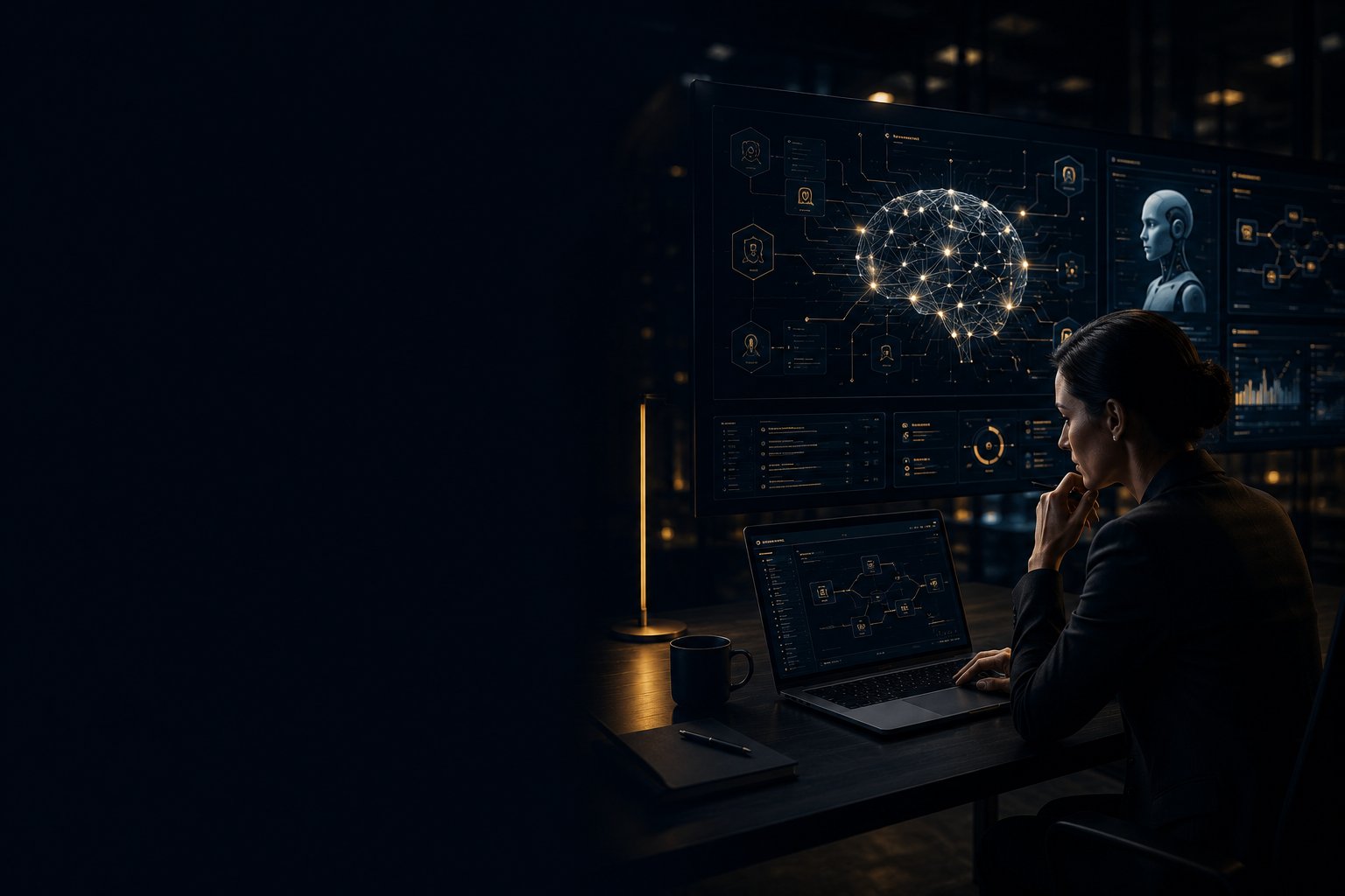 A security architect reviewing an AI and automation environment with a client team