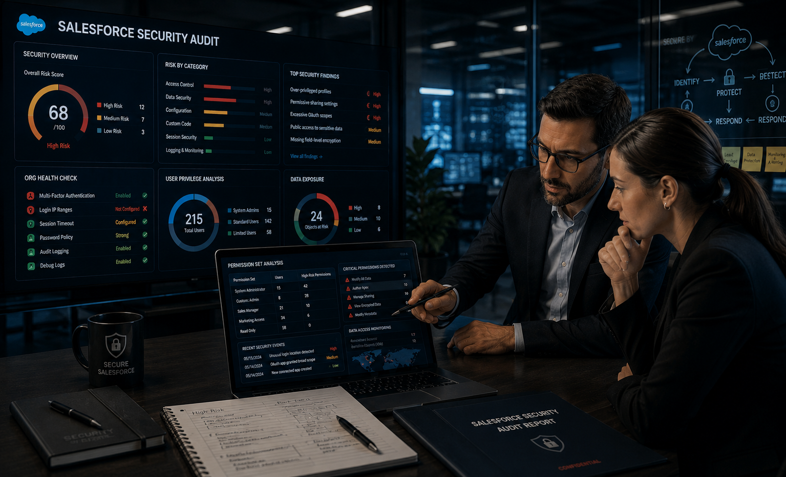 A Salesforce security posture console under review